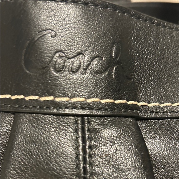 Coach Black Leather Tote with Silver Accents - Picture 2 of 9